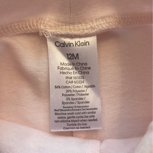 NWOT - Calvin Klein 12month girls light pink joggers - Picture 4 of 4